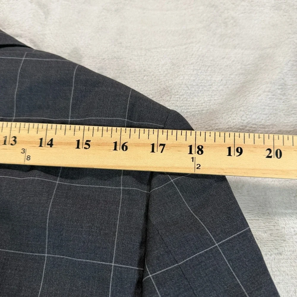 Suitsupply Mens 36R Slim Napoli Charcoal Gray Windowpane Wool Blazer Sport Coat